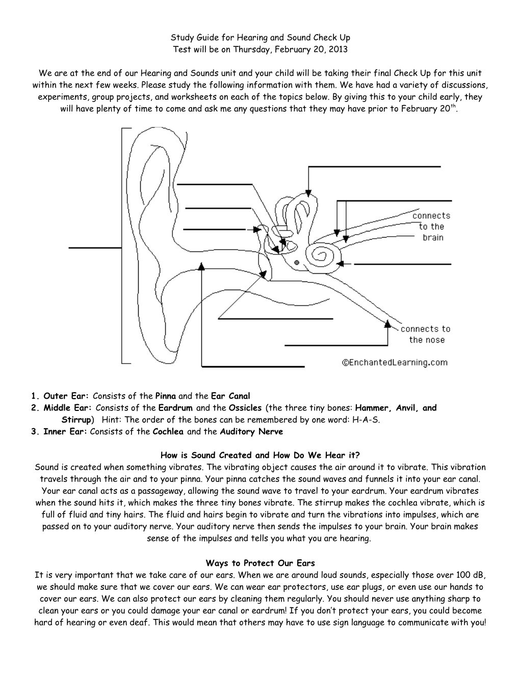 Study Guide for Hearing and Sound Check Up