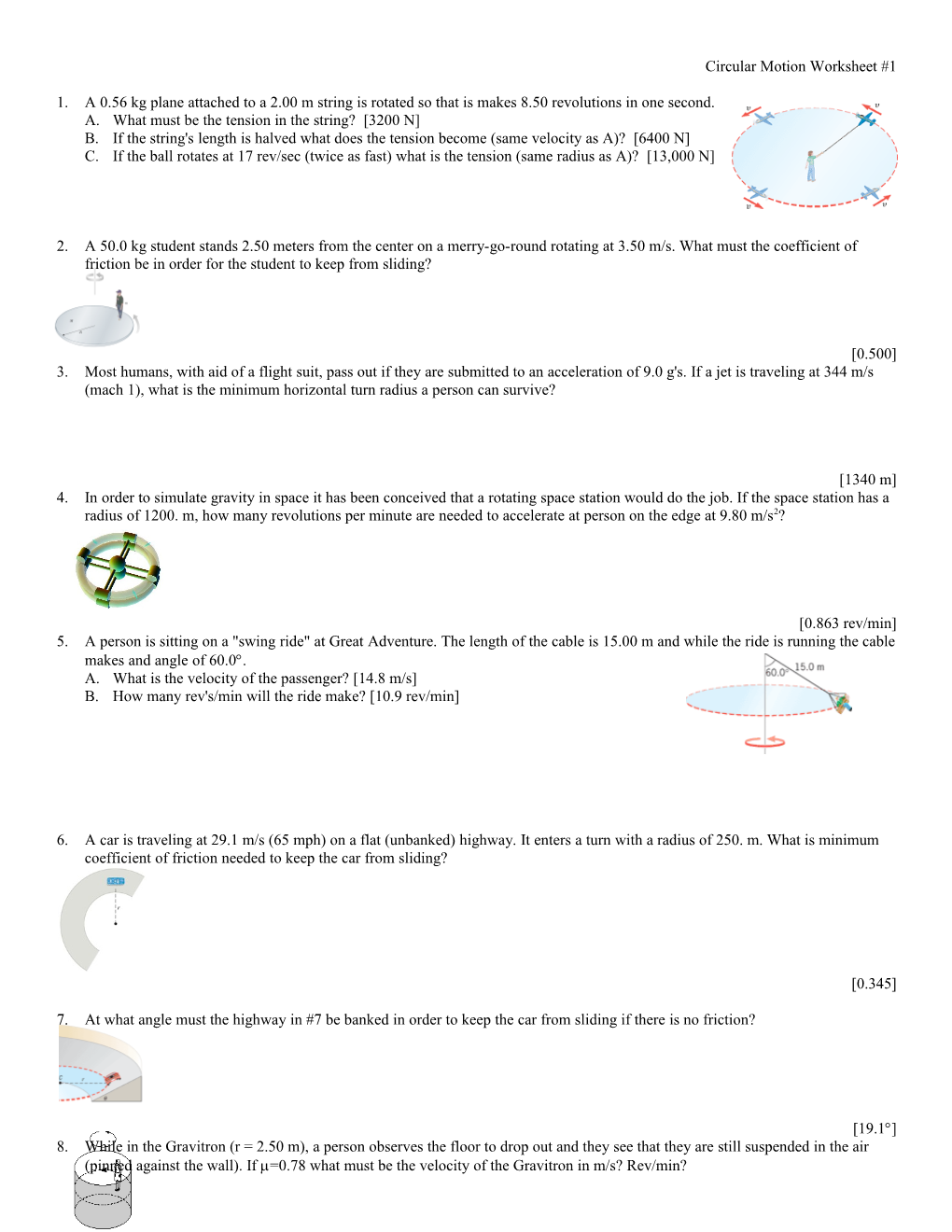 Circular Motionworksheet #1