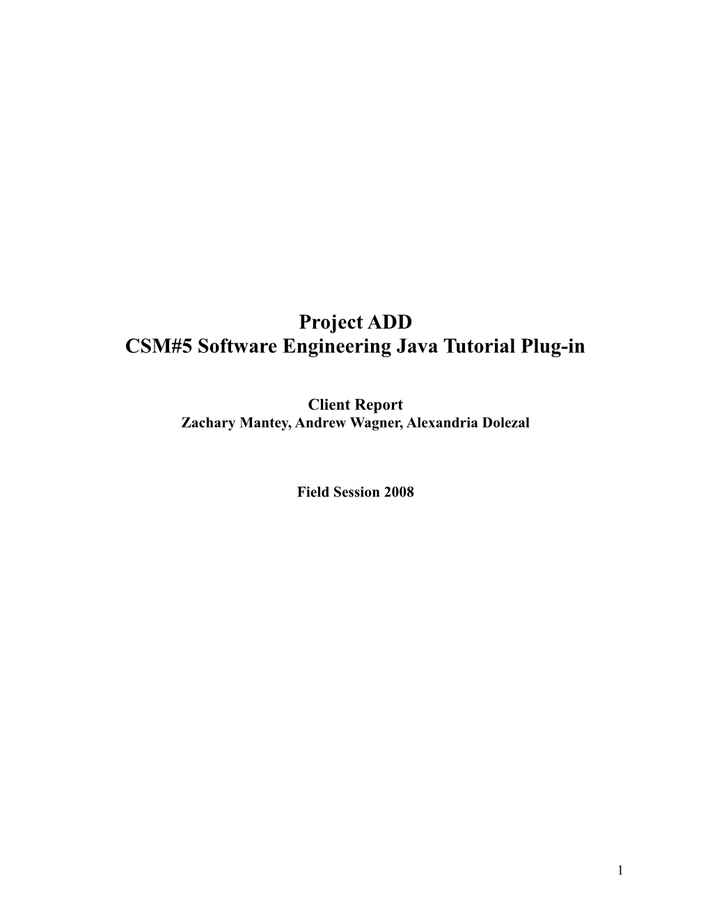CSM#5 Software Engineering Java Tutorial Plug-In