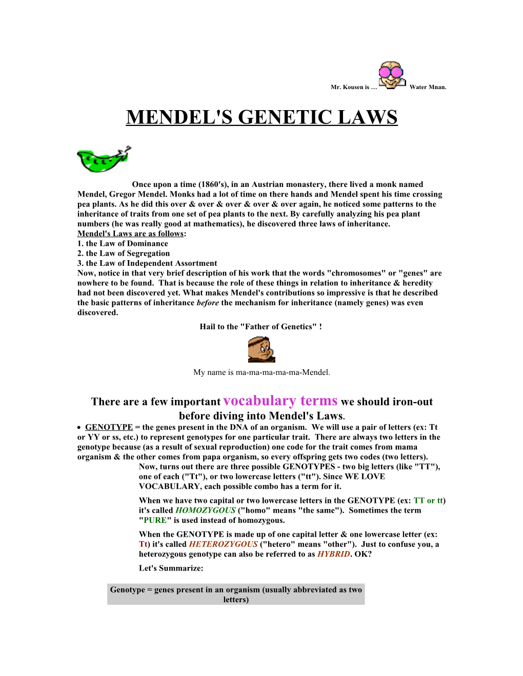 Mendel's Genetic Laws