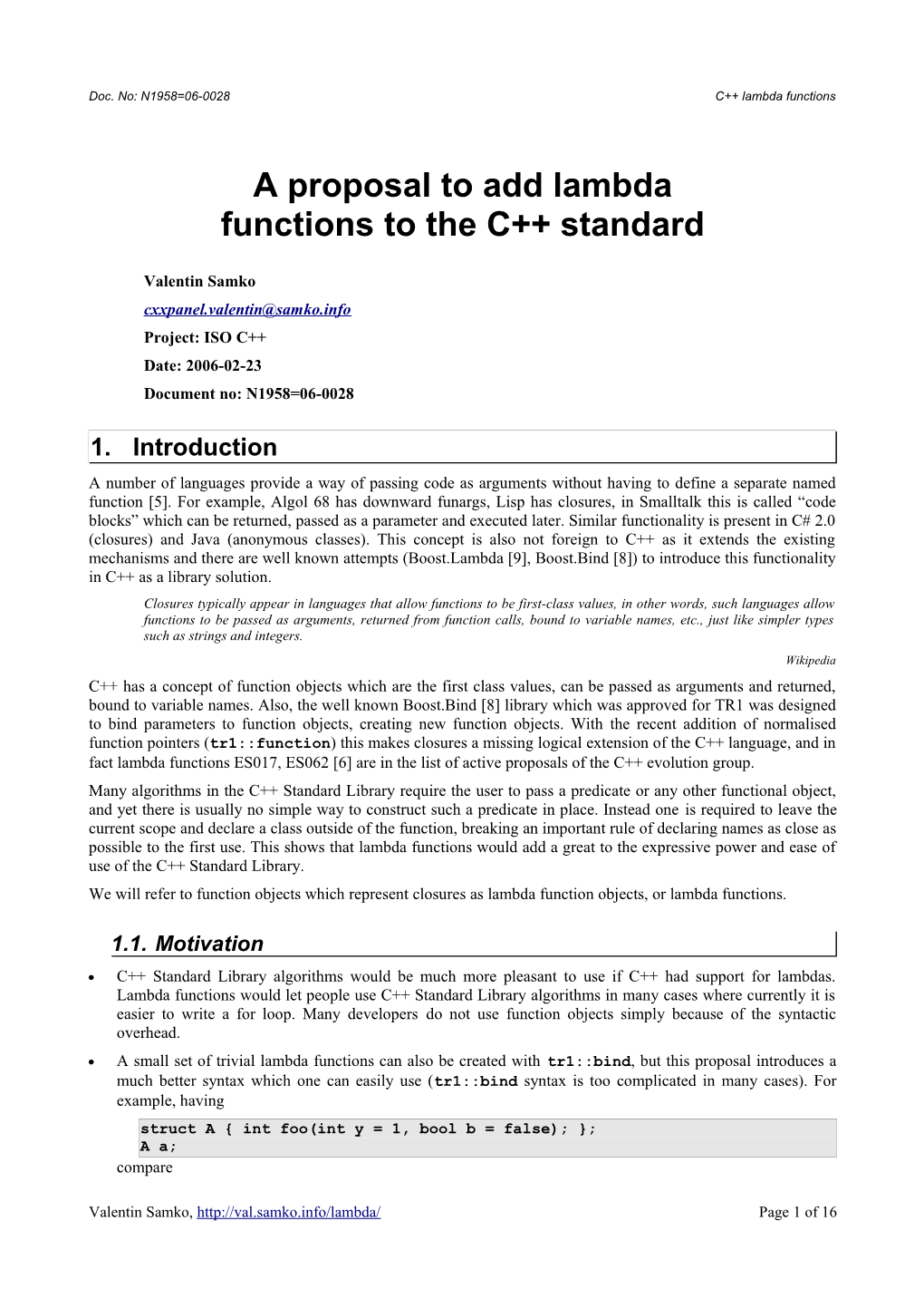 Doc. No: N1958=06-0028 C Lambda Functions