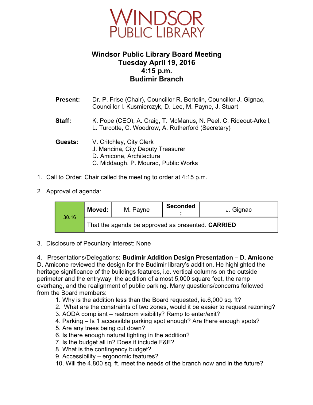 Windsor Public Library Board Meeting