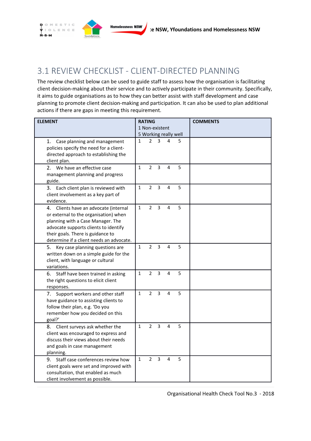 3.1 Review Checklist - Client-Directed Planning