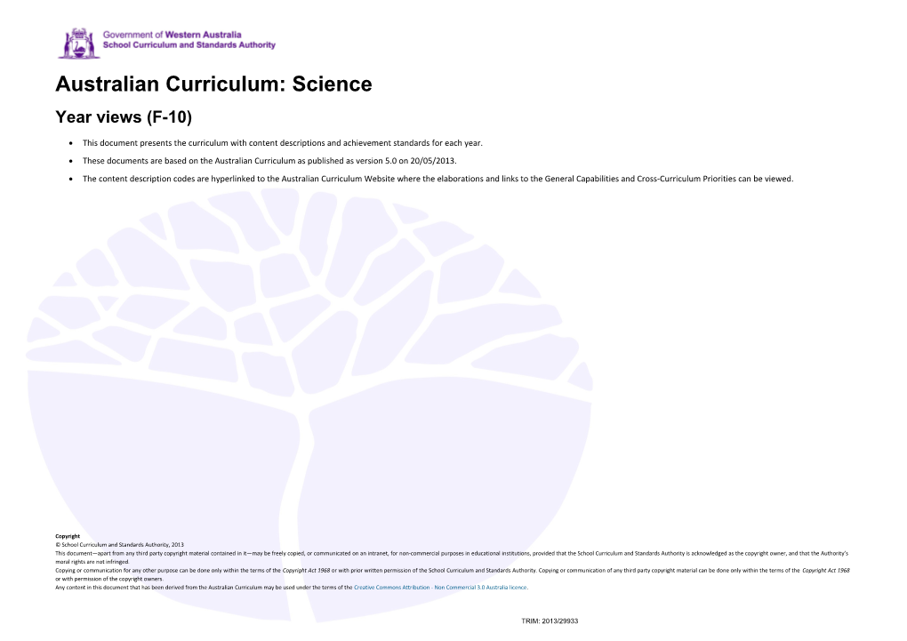 Australian Curriculum: Science