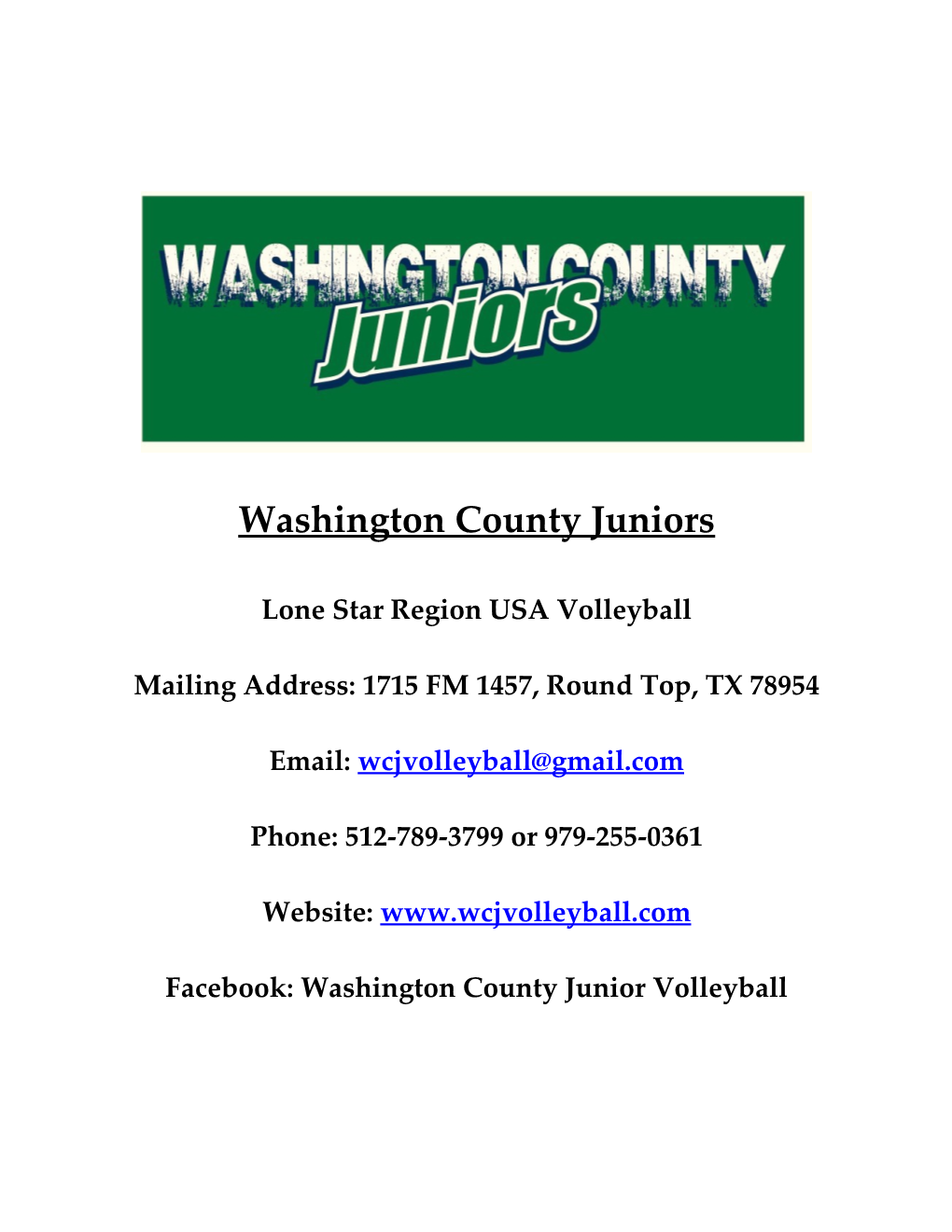 Brazos Valley Juniors Lone Star Region USA Volleyball Mailing Address: P