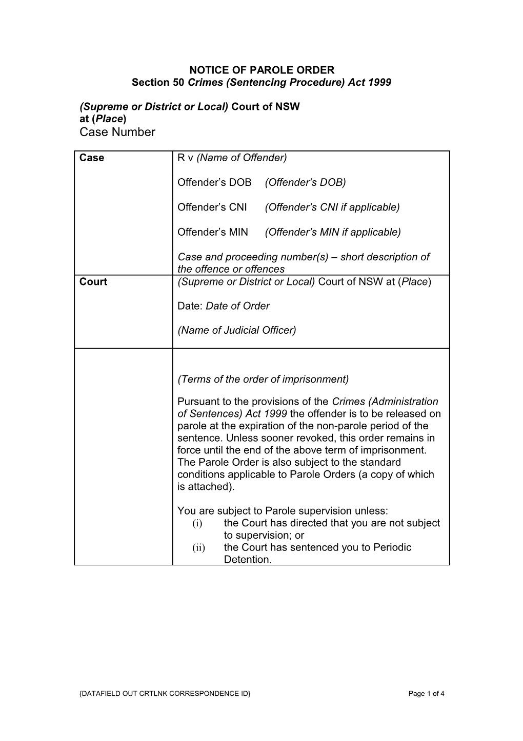 Court Order Notice