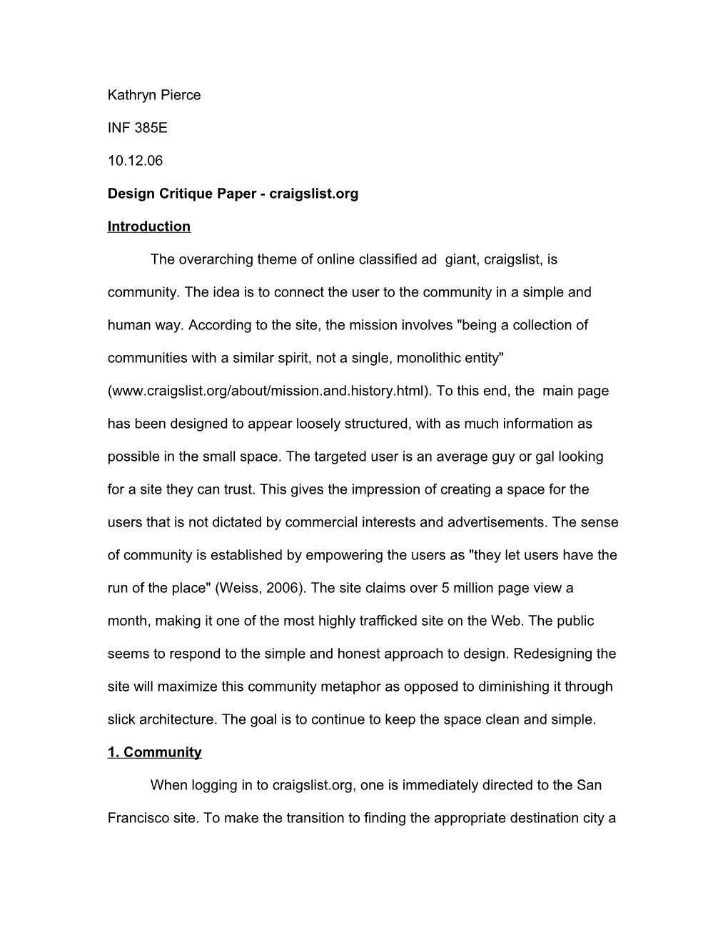 Design Critique Paper - Craigslist.Org