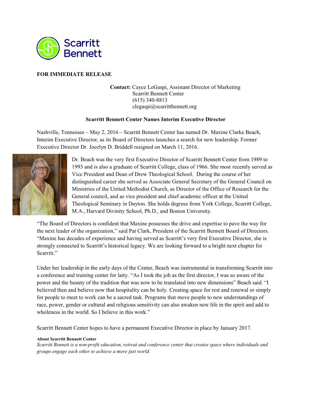 Scarritt Bennett Center Names Interim Executive Director