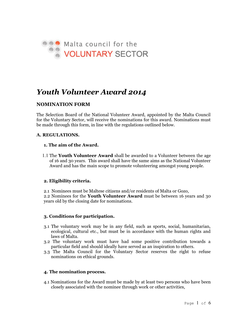 Sos Malta National Volunteer Award