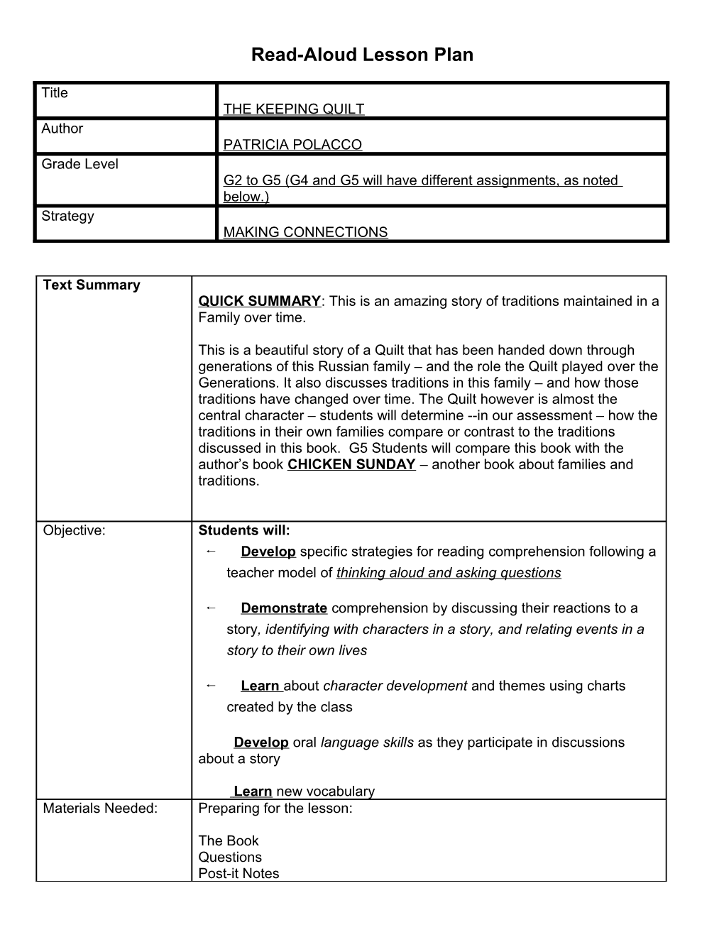 Read-Aloud Lesson Plan s1