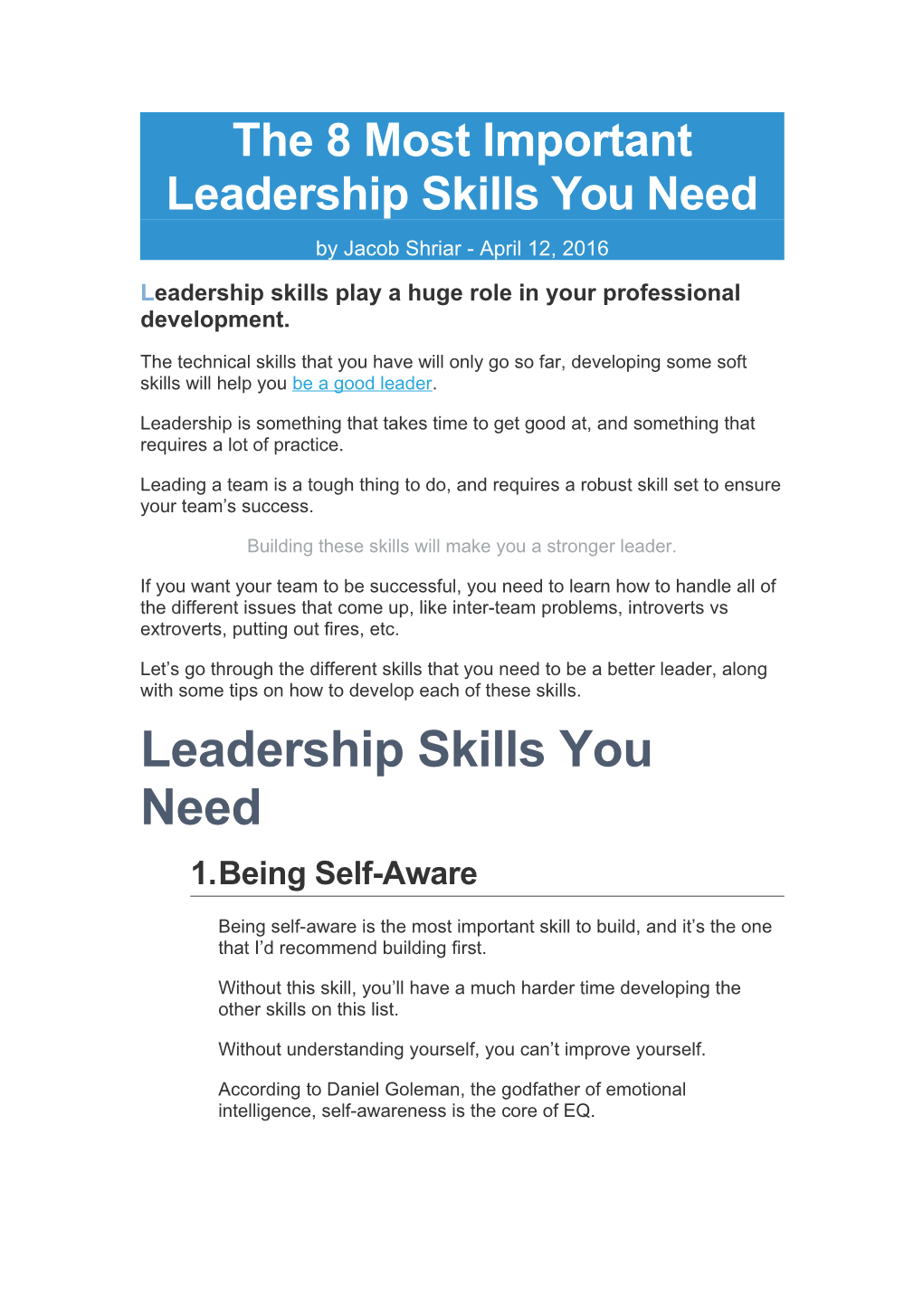 The 8 Most Important Leadership Skills You Need