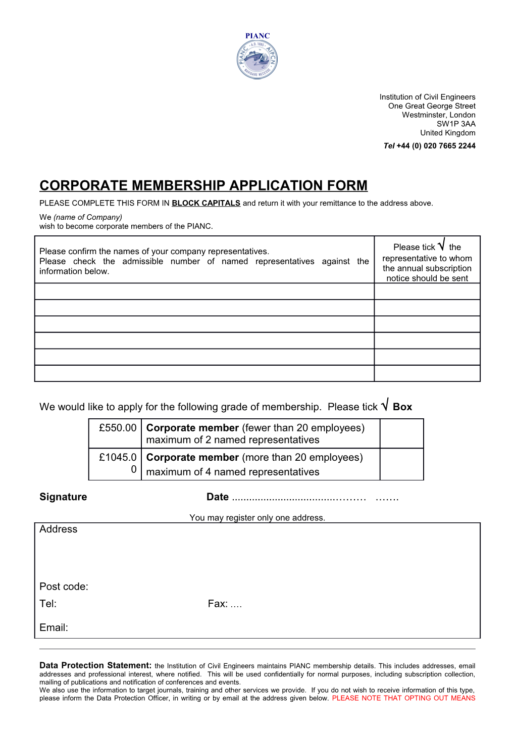 Application for Individual Membership
