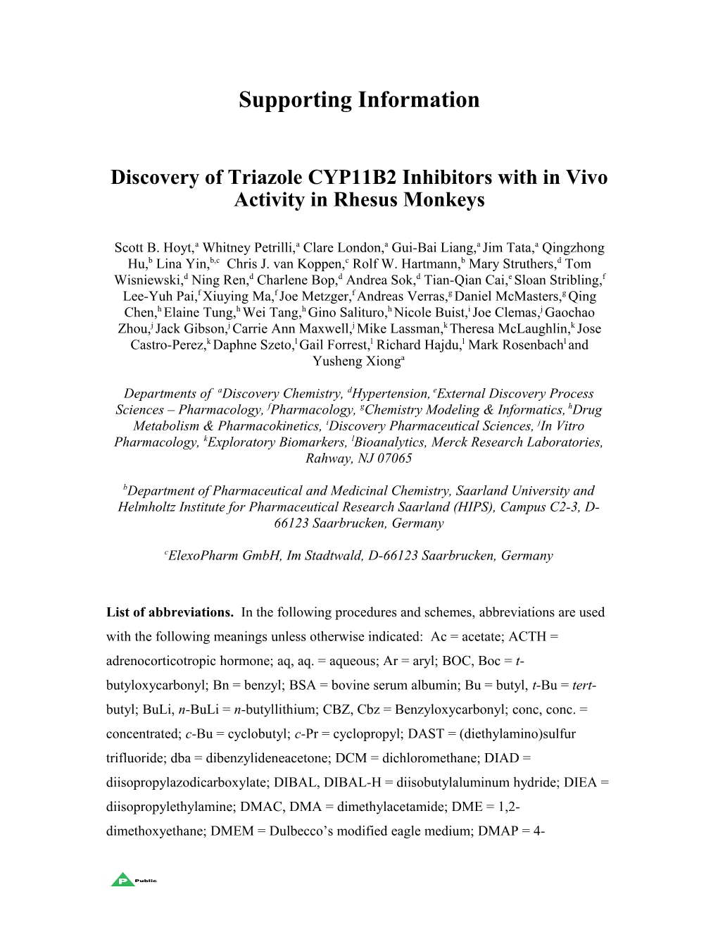 Discovery of Triazole CYP11B2 Inhibitors with in V Ivo Activity in Rhesus Monkeys