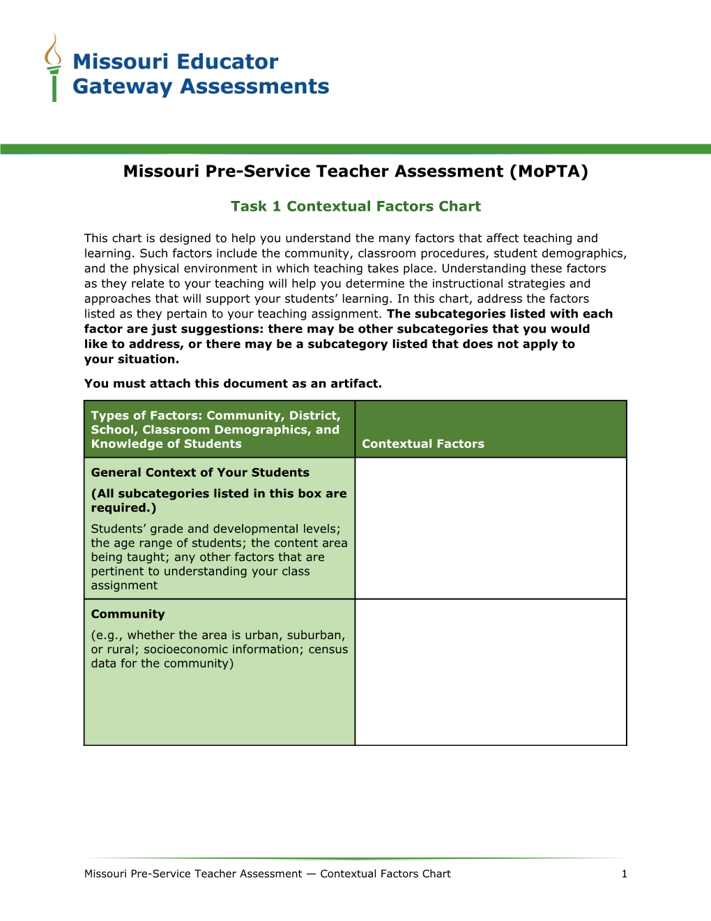 Missouri Pre-Service Teacher Assessment (Mopta)