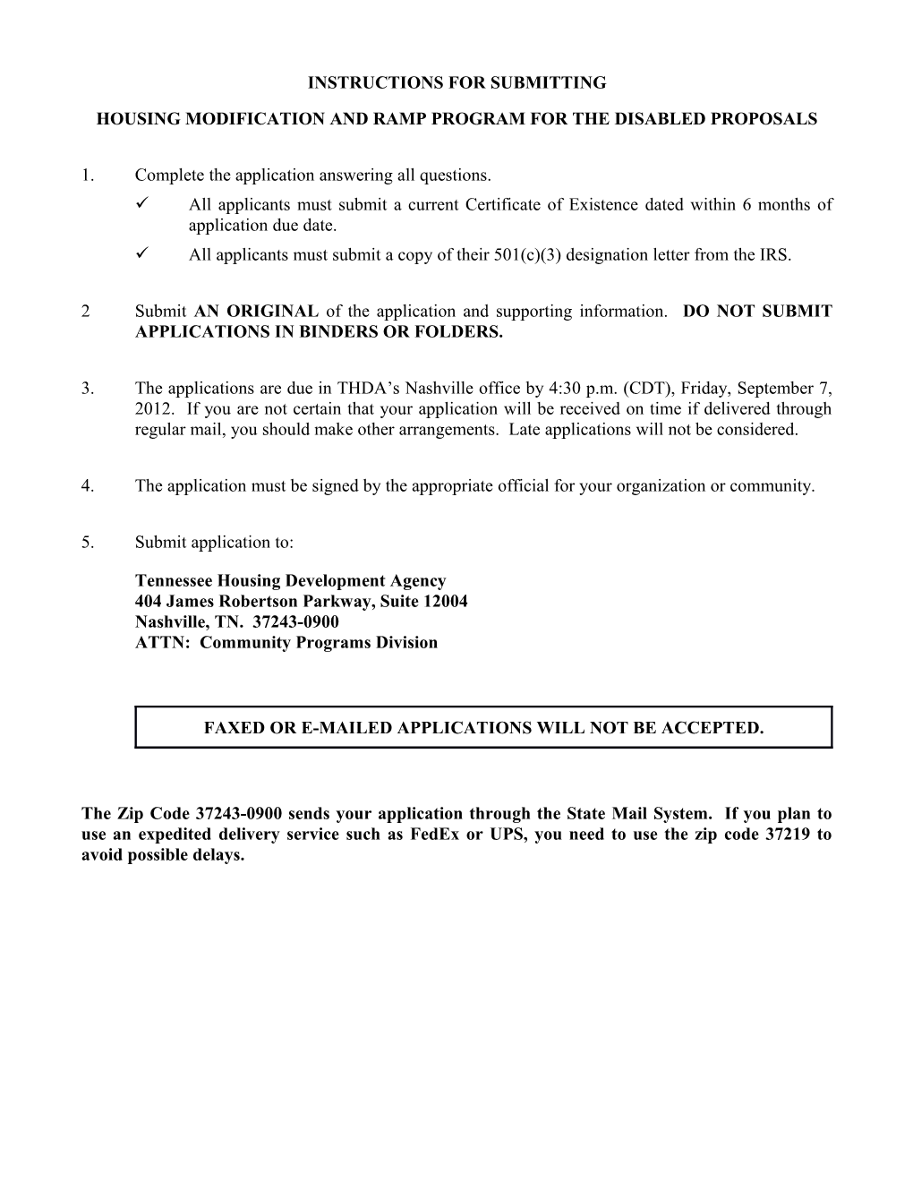 Housing Modification and Ramp Program for the Disabled Proposals