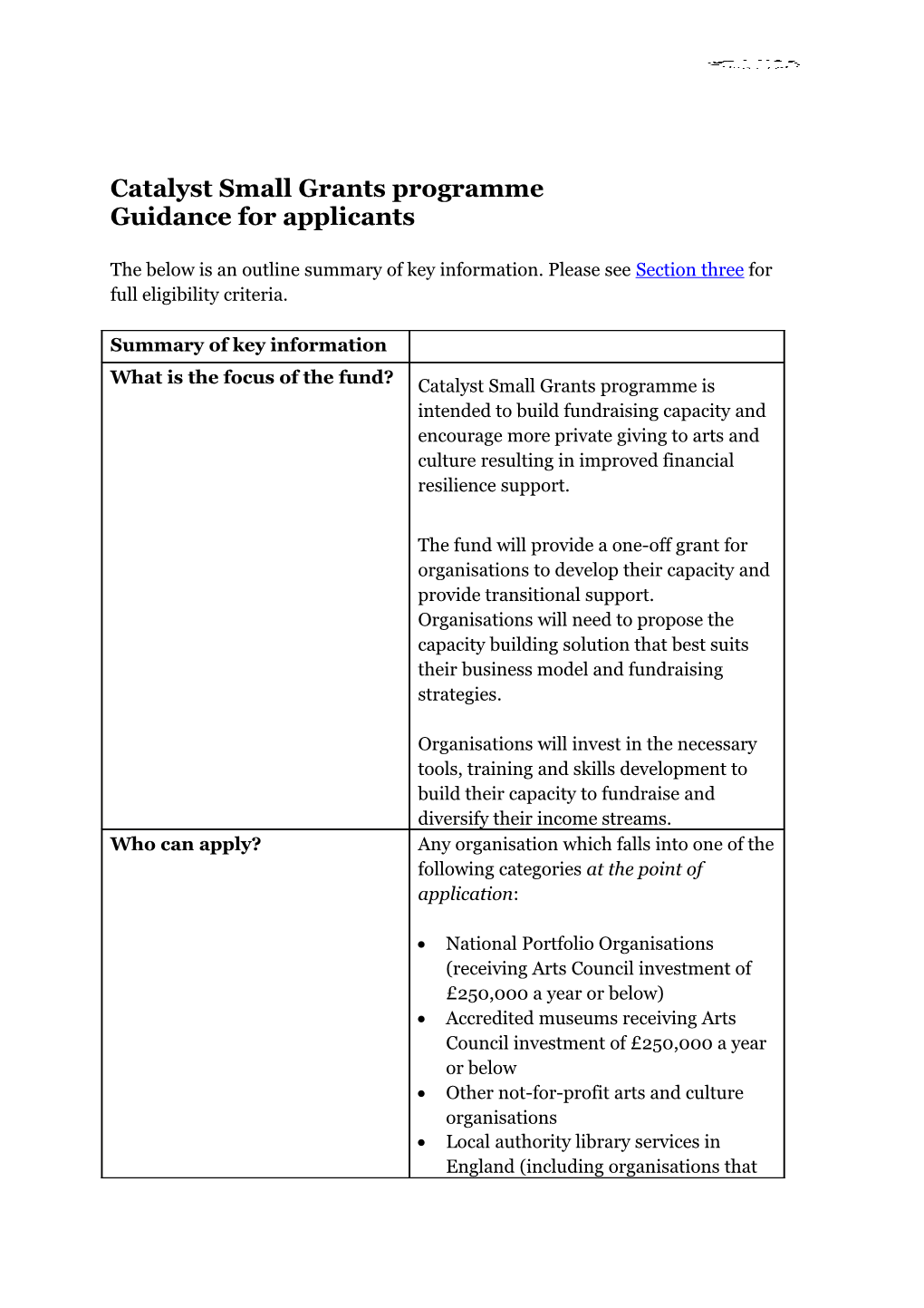 Catalyst Small Grants Programme