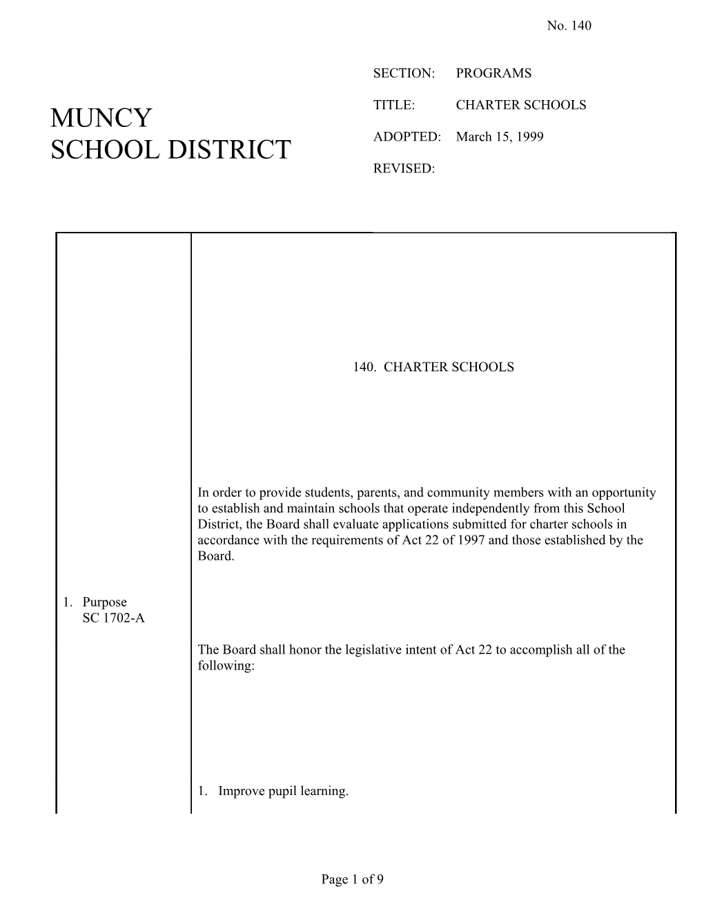 140. CHARTER SCHOOLS - Pg. 1