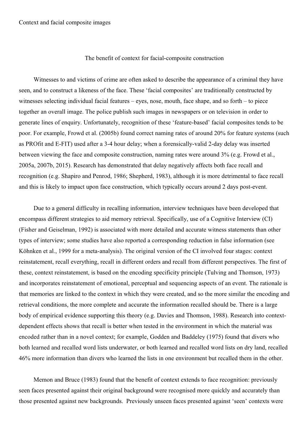 The Benefit of Context for Facial-Composite Construction