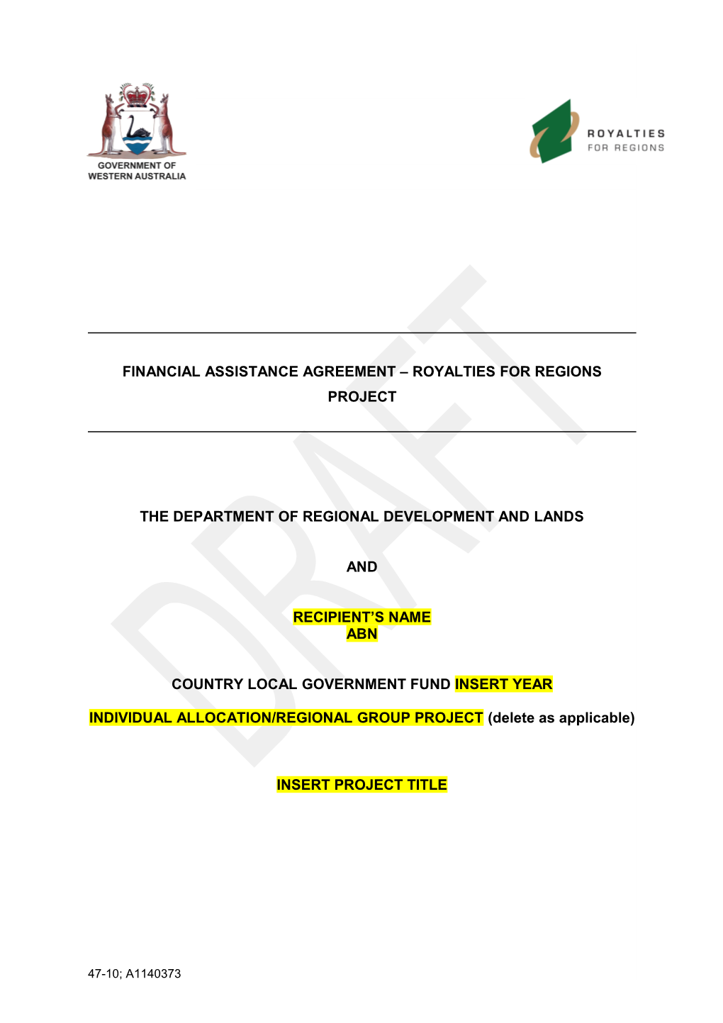 CLGF - Financial Assistance Agreement Template