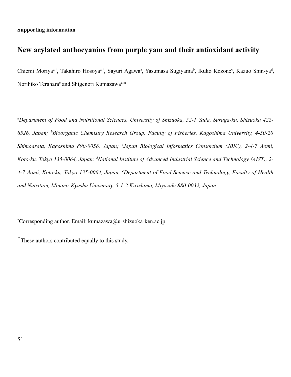 New Acylated Anthocyanins from Purple Yam and Their Antioxidant Activity