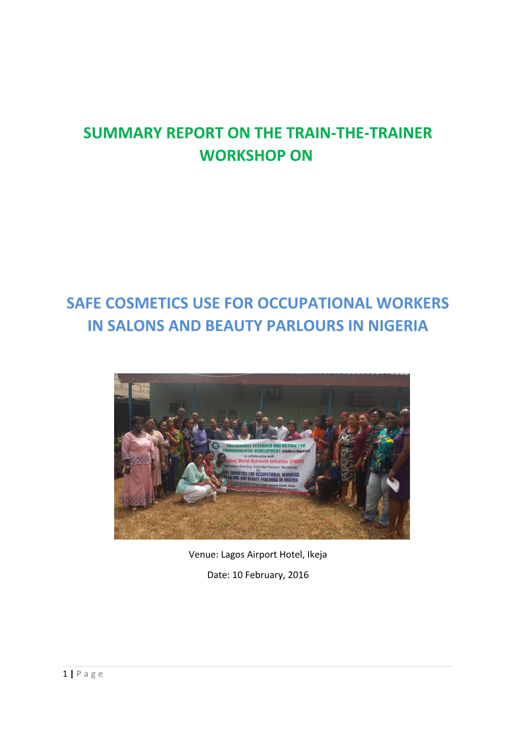 Summary Report on the Train-The-Trainer Workshop On