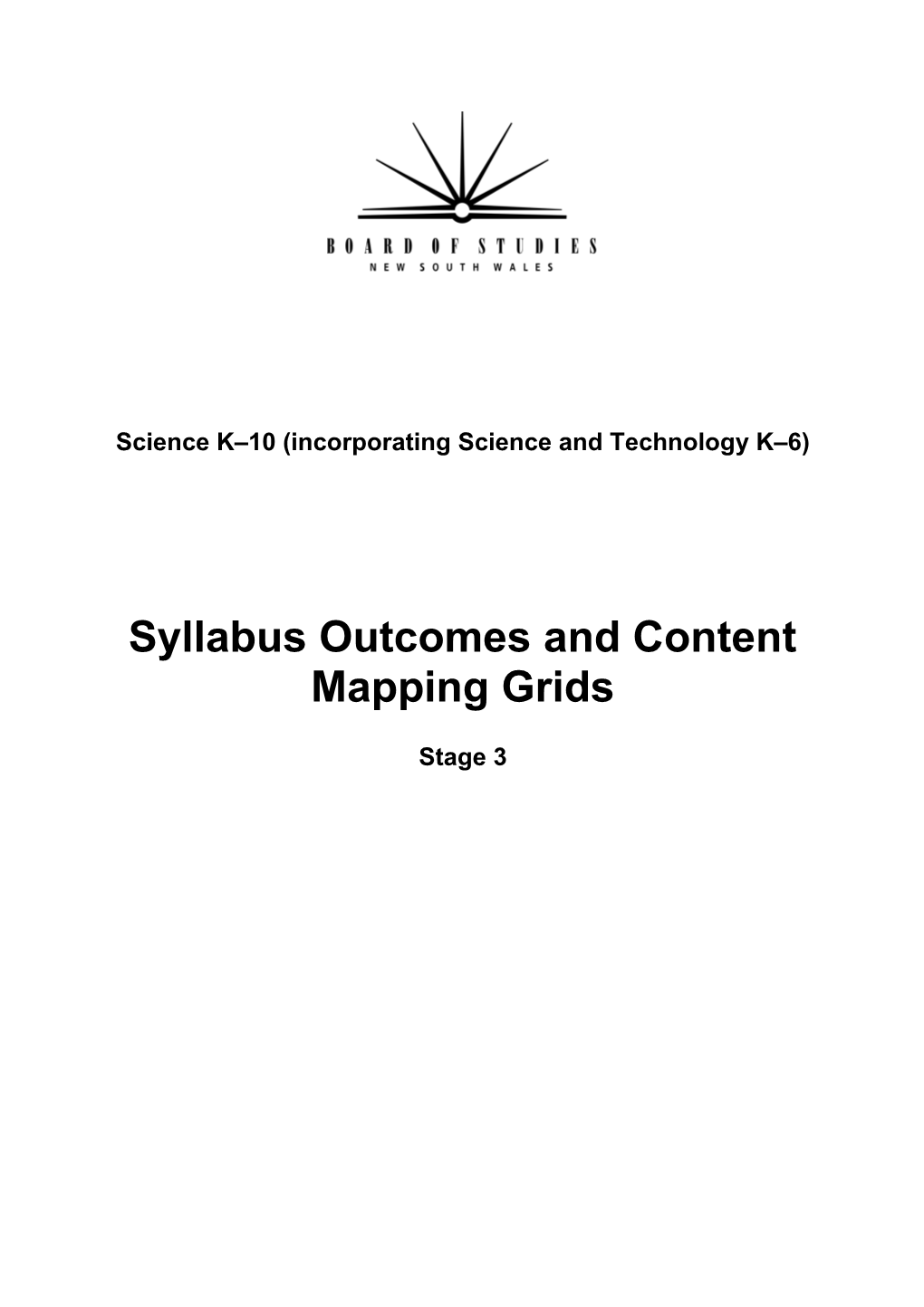 Science Outcomes and Content Mapping Grid S3