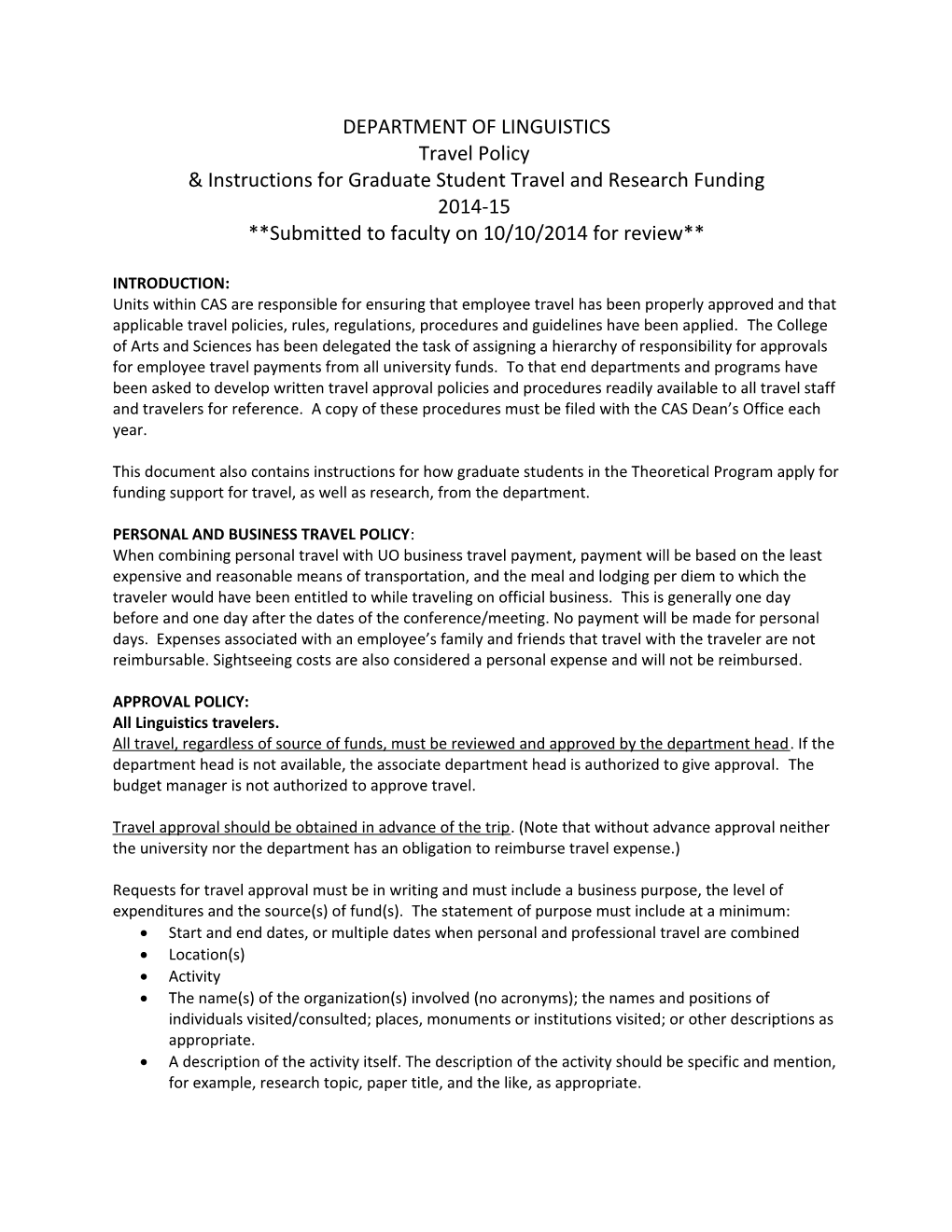 & Instructions for Graduate Student Travel and Research Funding