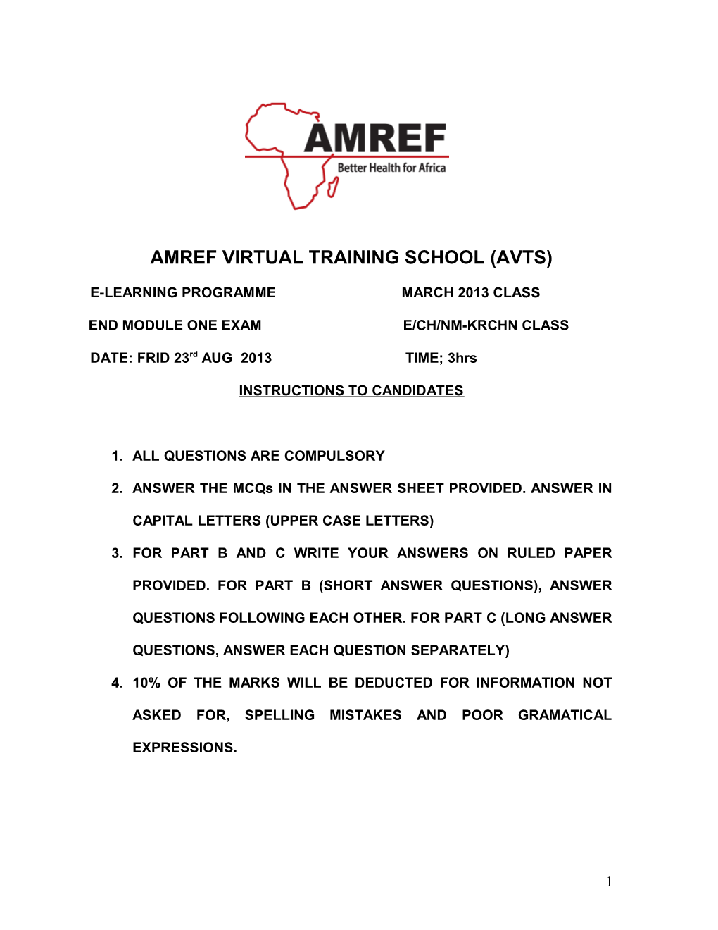 Amref Virtual Training School (Avts)