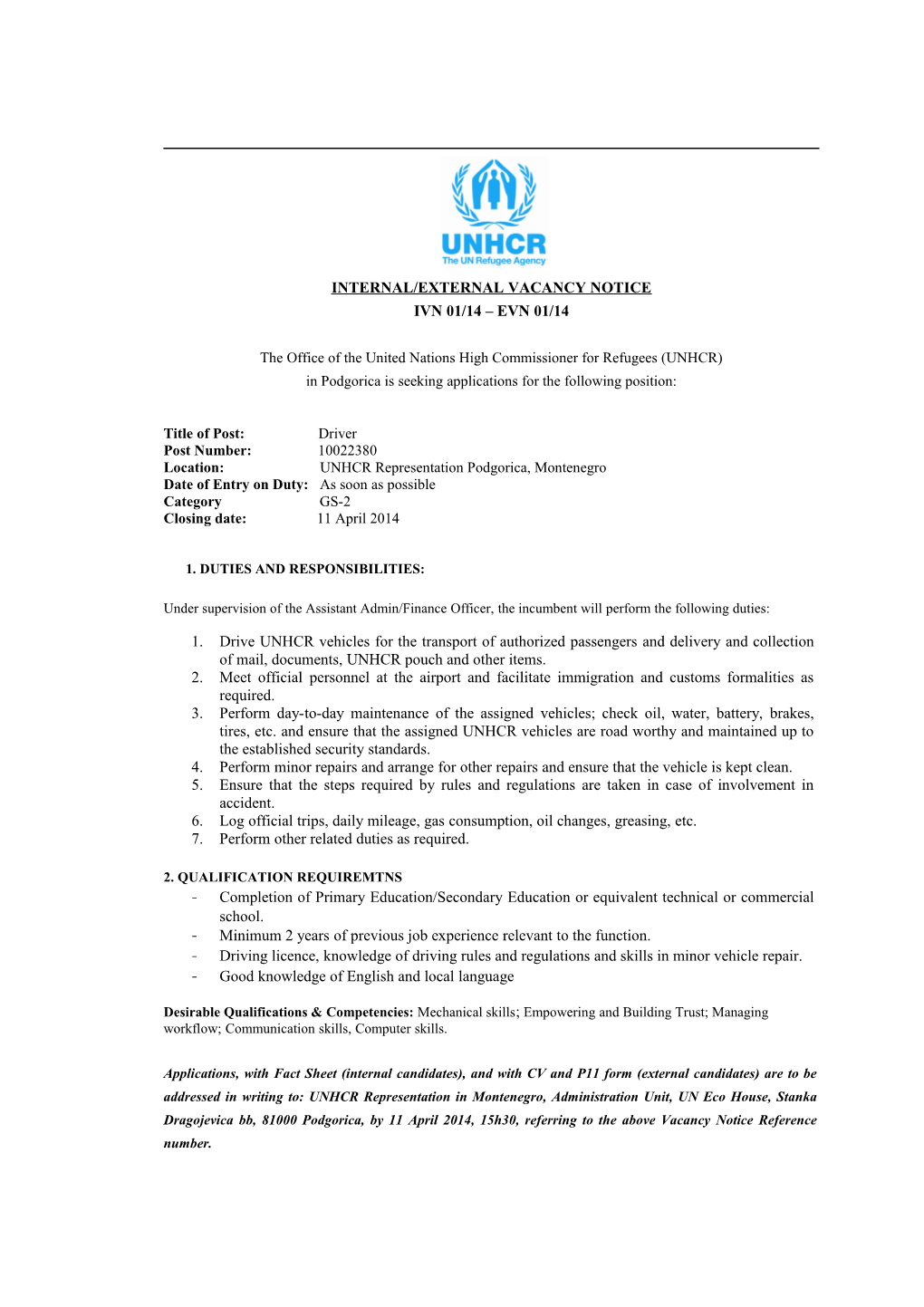 UNHCR Letter Template