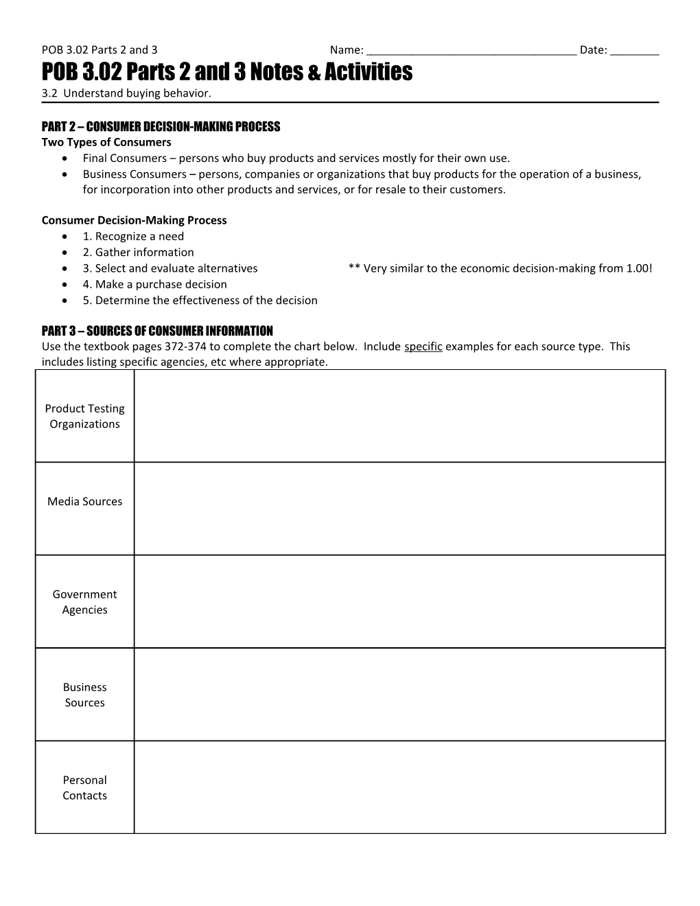 POB 3.02 Parts 2 and 3 Name: Date