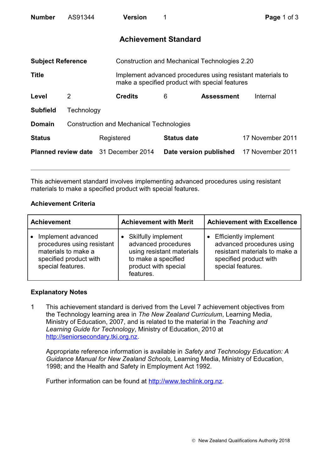 91344 Implement Advanced Procedures Using Resistant Materials to Make a Specified Product