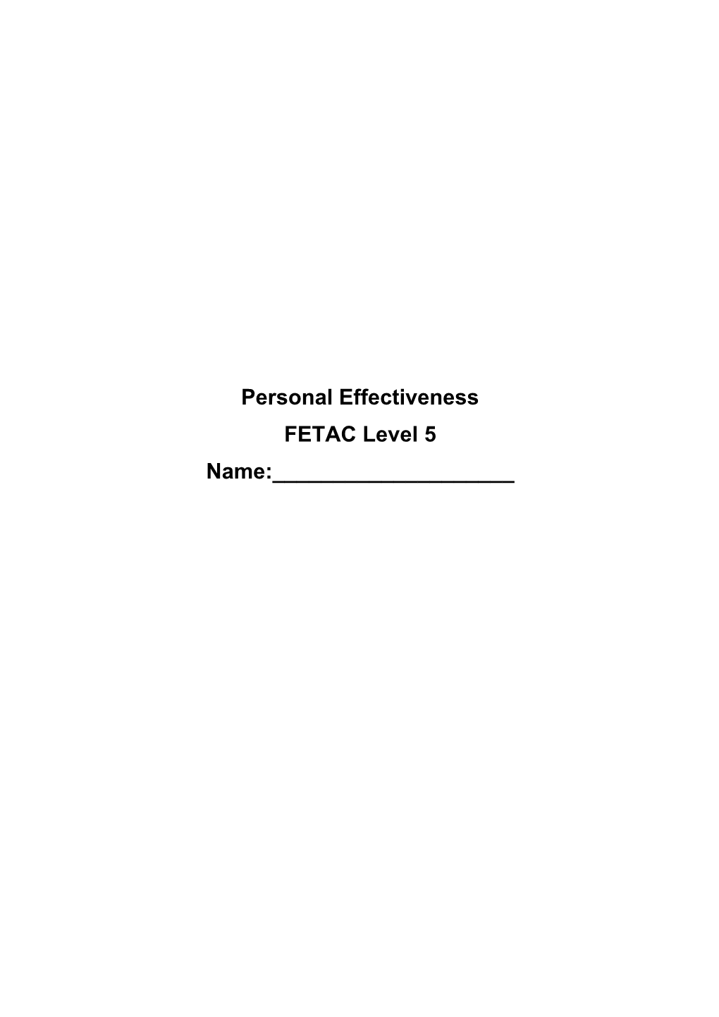 Personal Effectiveness