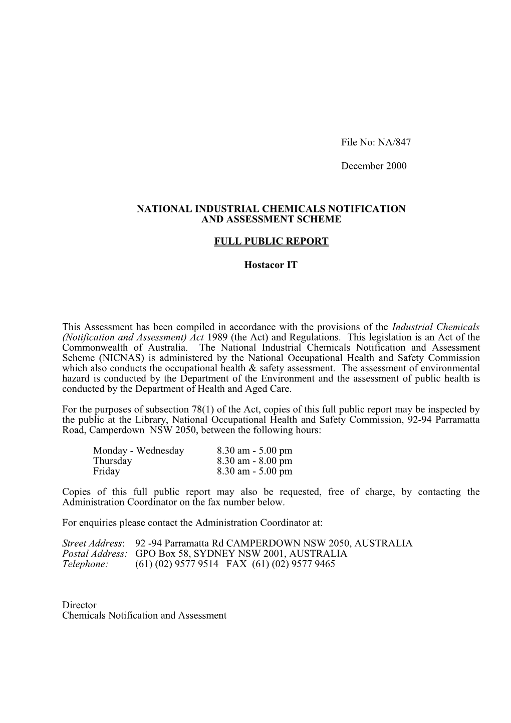 National Industrial Chemicals Notification s4