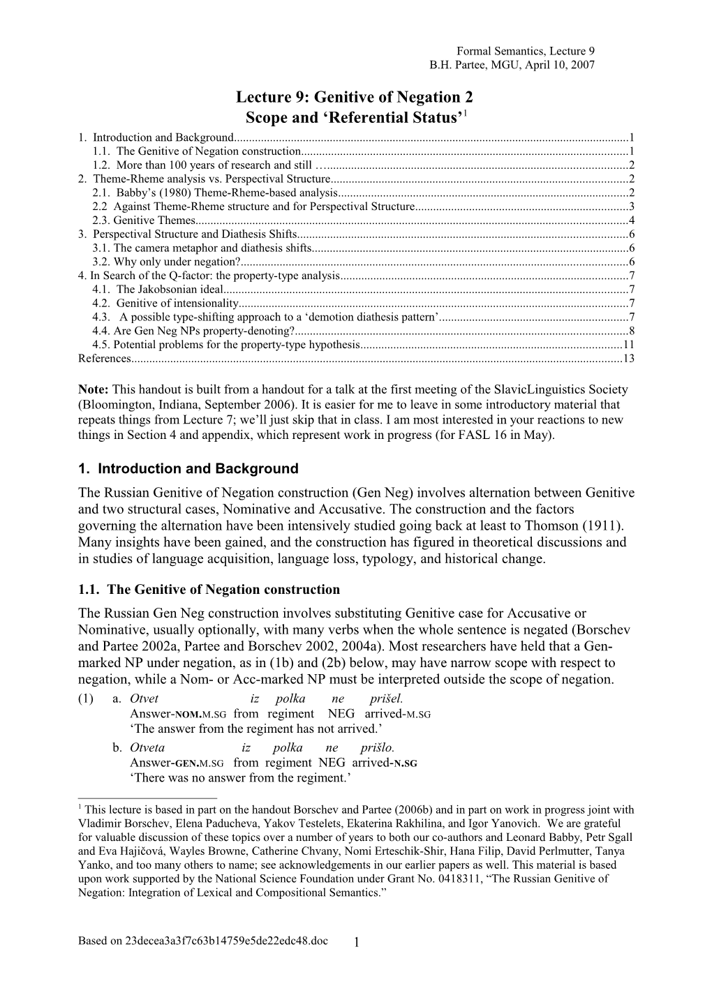 Formal Semantics, Lecture 9