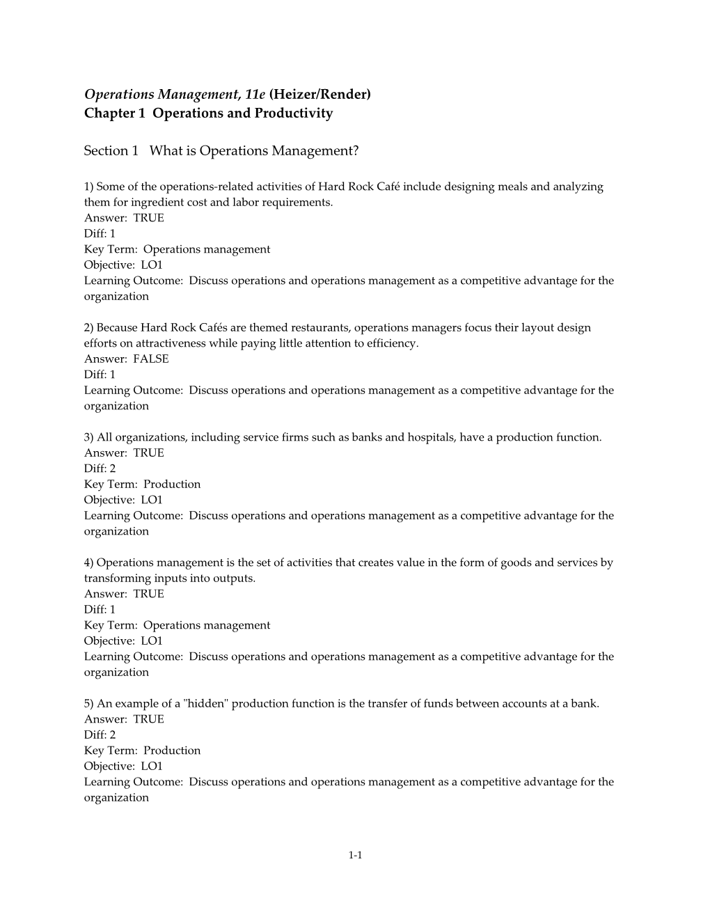 Operations Management, 11E (Heizer/Render)