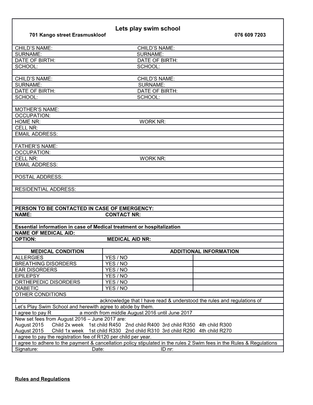 Rules and Regulations s7