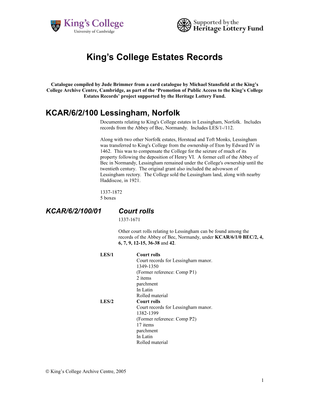 King S College Estates Records s4