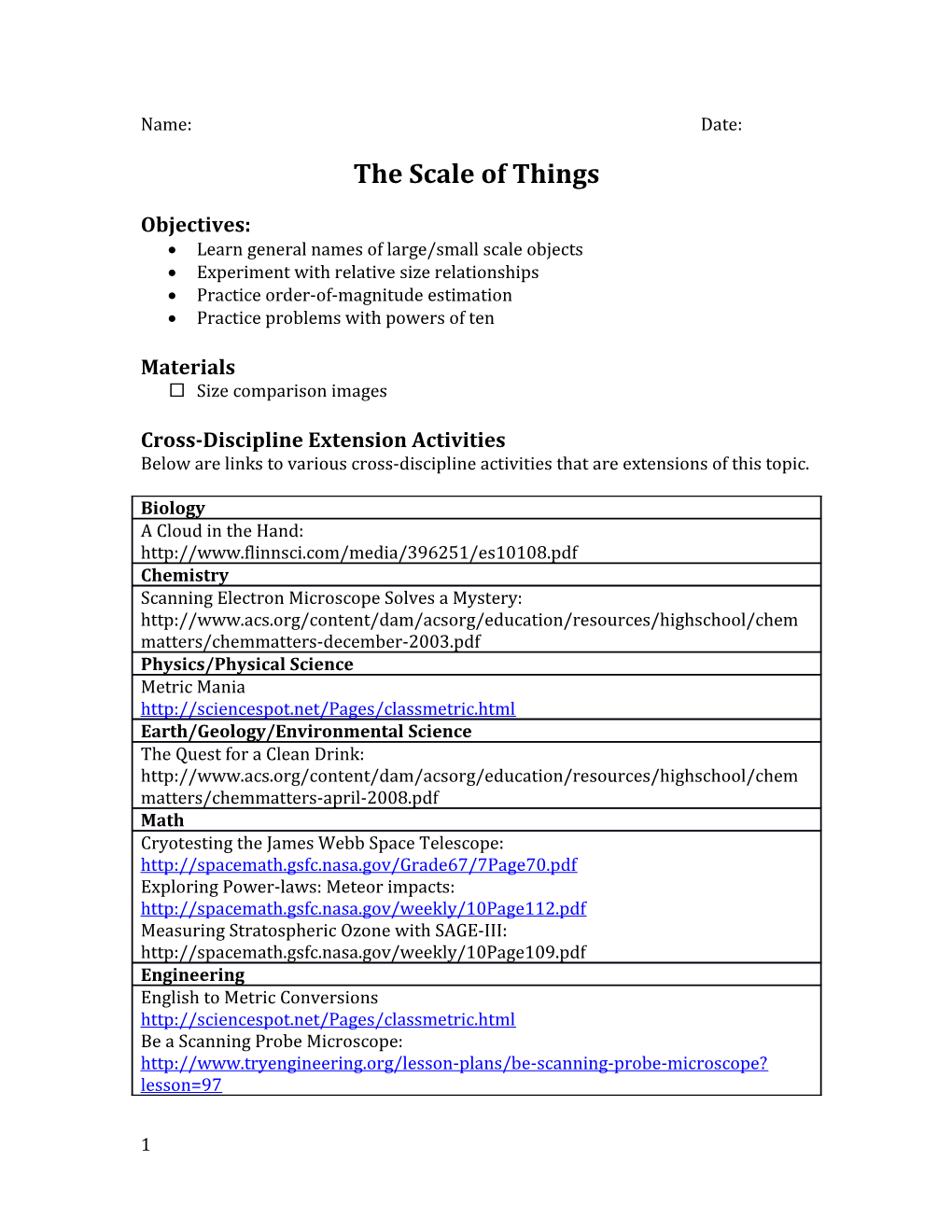 The Scale of Things