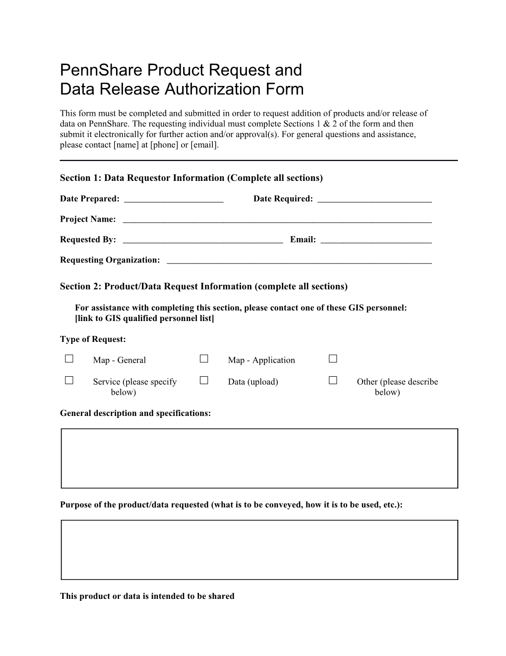 Pennshare Combined Data Request Form