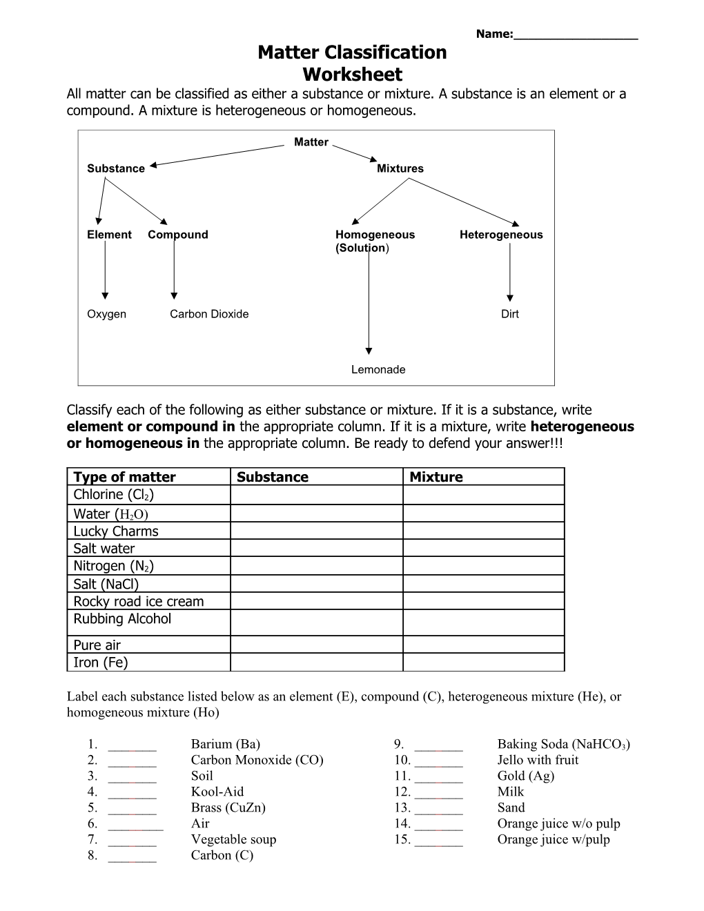 Matter Classification