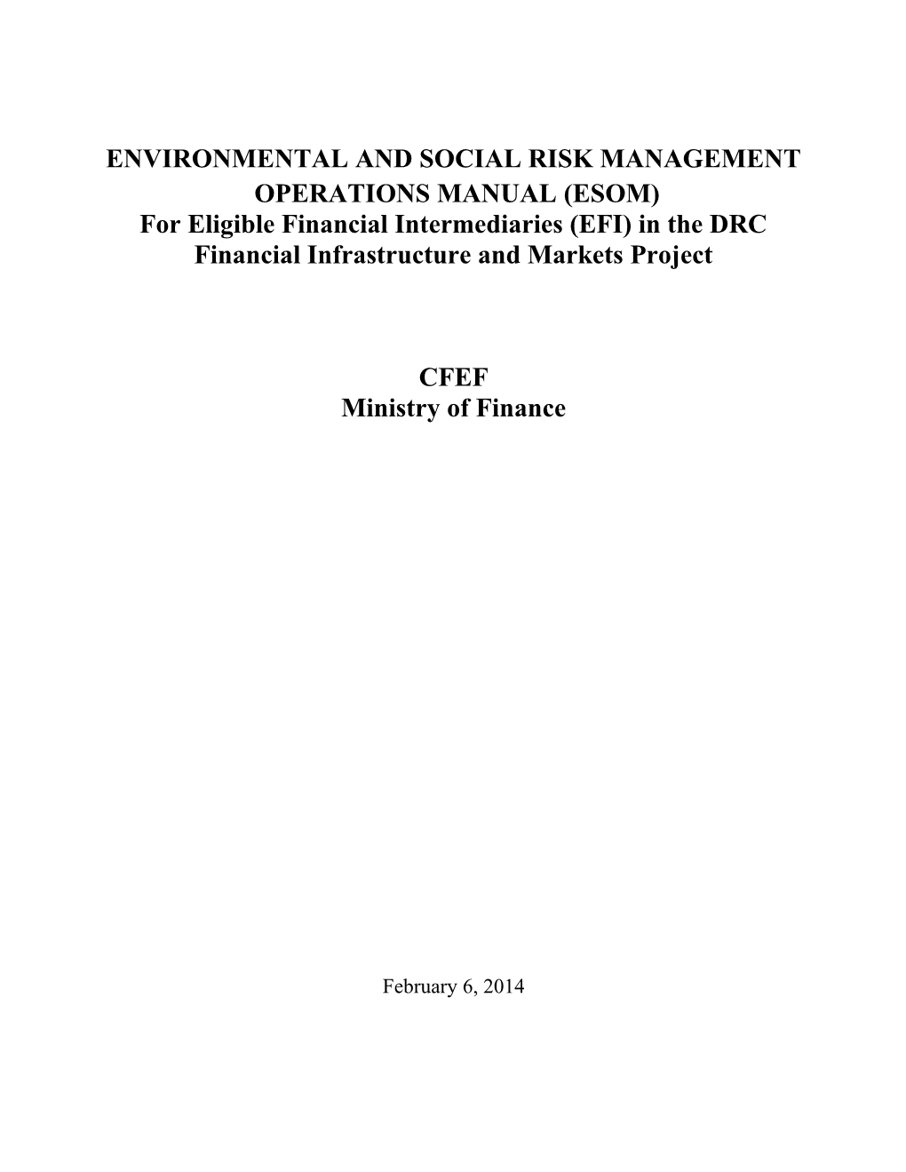 Environmental and Social Risk Management