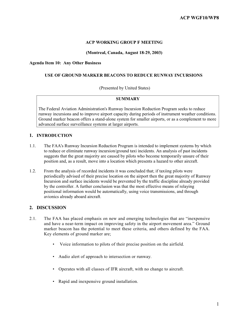 Use of Ground Marker Beacons to Reduce Runway Incursions