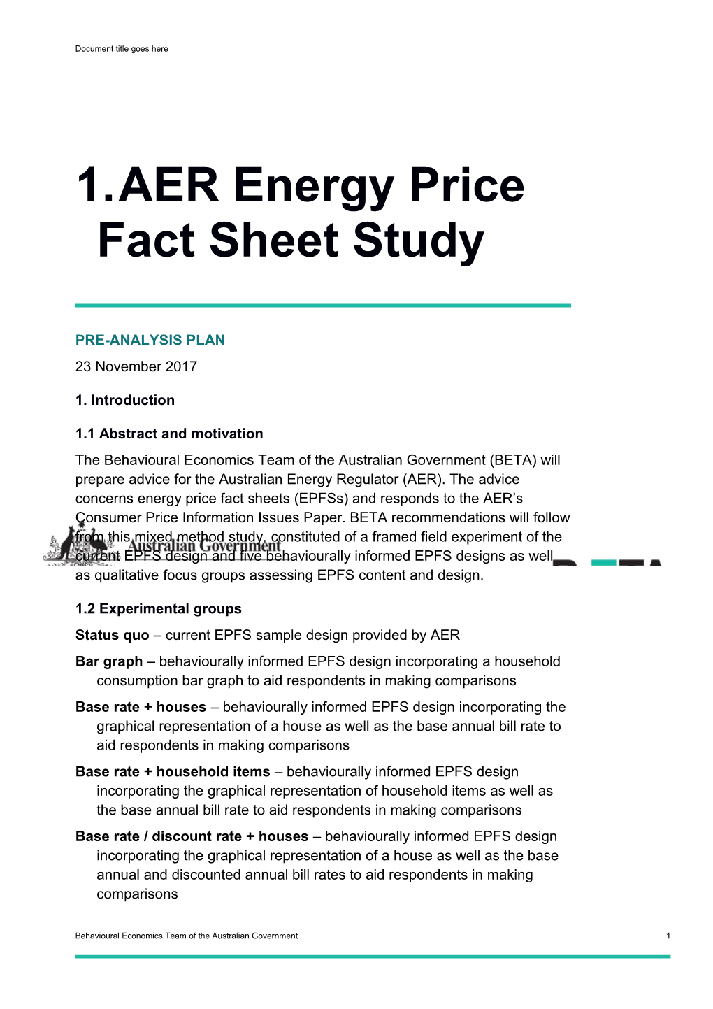 AER Energy Price Fact Sheet Study