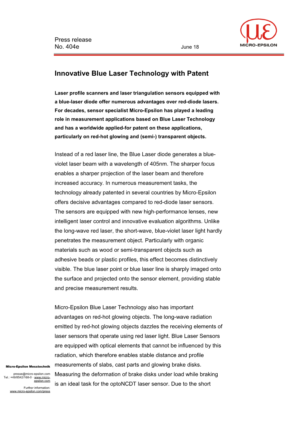 Innovative Blue Laser Technology with Patent