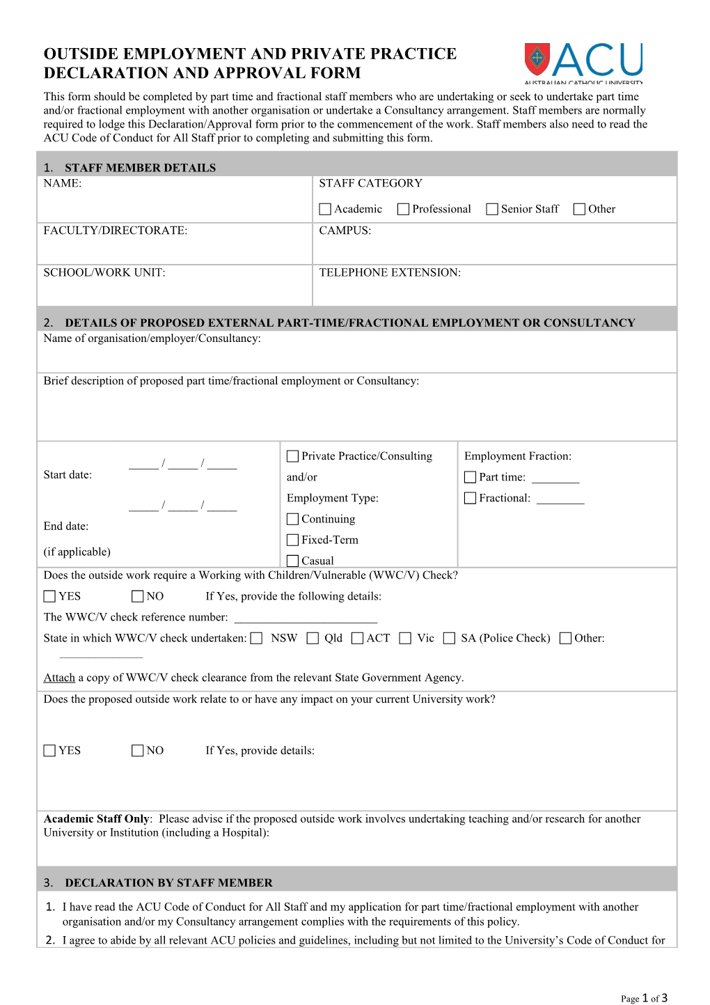 Declaration and Approval Form