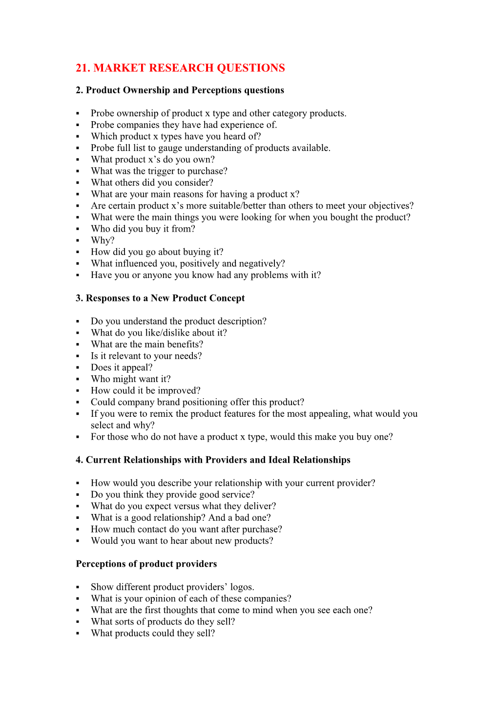 2. Product Ownership and Perceptions Questions