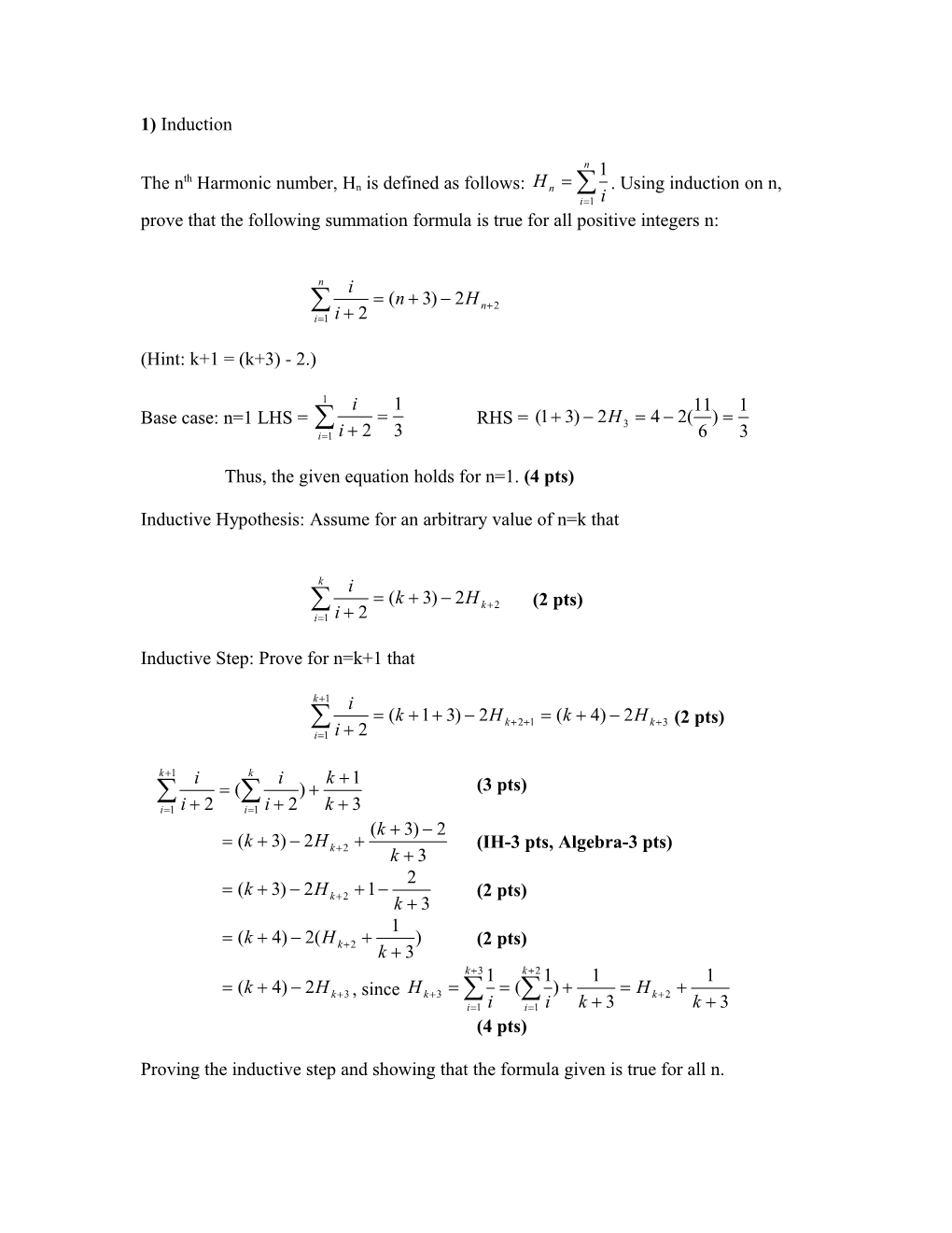 Thus, the Given Equation Holds for N=1. (4 Pts)