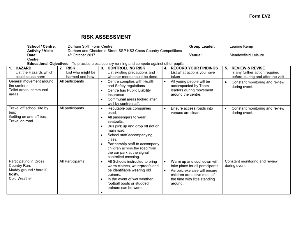 Risk Assessment Form s8