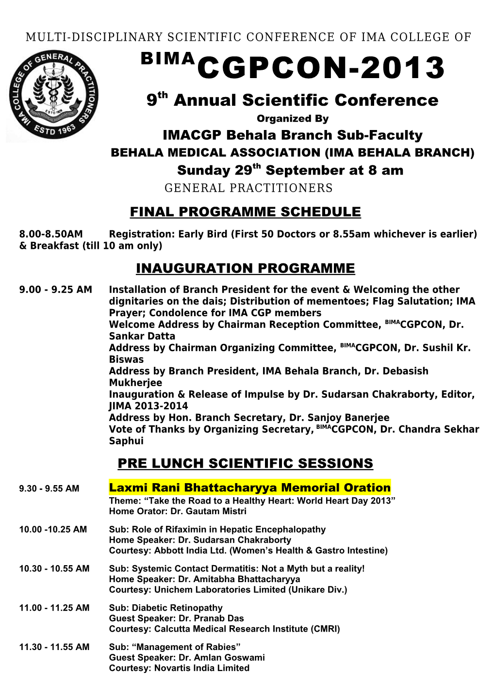 Multi-Disciplinary Scientific Conference of Ima College of General Practitioners