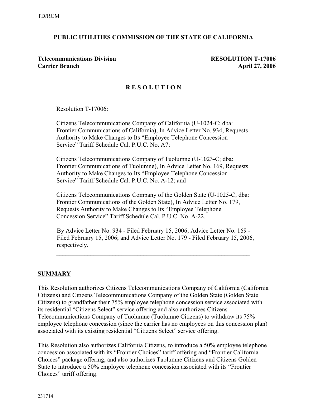 Public Utilities Commission of the State of California s101